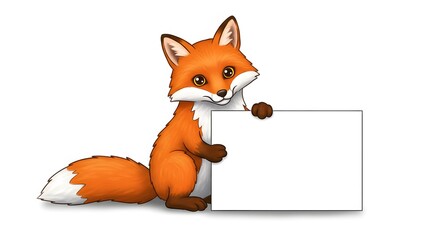 Obraz premium Animal Holding Sign Isolated on White Background