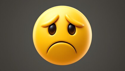 Fototapeta premium Sad Yellow Emoticon: A 3D Rendering of Disappointment