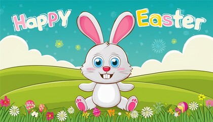 Fototapeta premium funny easter bunny greeting card template