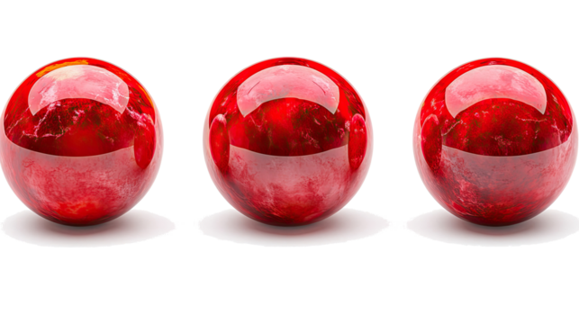 Glossy Red Balls on Clear Background Generative AI