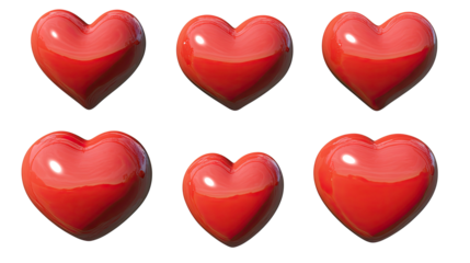Red Hearts on Transparent Background Generative AI