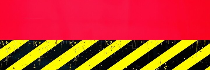 Vibrant red and yellow striped caution sign with a distressed look.