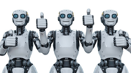 Robots Celebrating With Thumbs up Gesture in Unison Generative AI