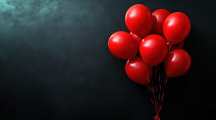 Mysterious Red Balloons Against a Dark Background