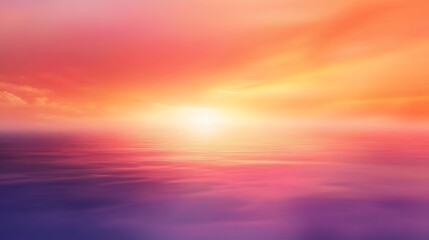 Obraz premium Serene Sunset Over Calm Ocean Waters Reflecting Colors