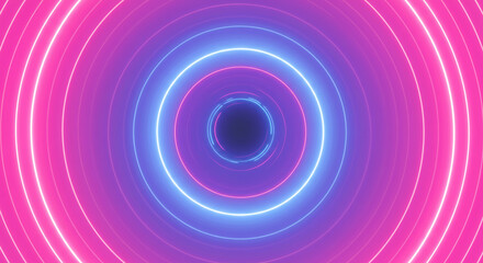 Naklejka premium Abstract Neon Lights Background Pink and Blue Glowing Circular Tunnel Design