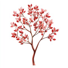 Obraz premium Small red-leafed tree on white background.