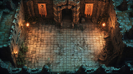 Ancient Stone Ruins Cave Temple Entrance Fantasy Game Map