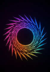 Abstract Colorful Circular Geometric Design Rainbow Spectrum Low Poly 3D Rendering Digital Art