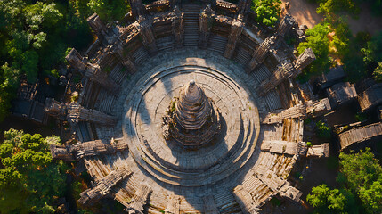 Fototapeta premium Ancient Stone Temple Ruins Aerial View