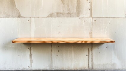 Empty wood board shelf at concrete wall background,Mock up for display or montage of product or design 