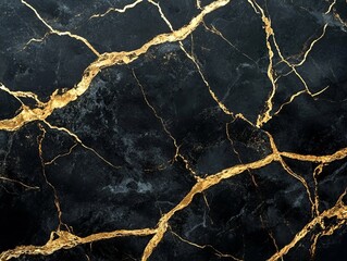 Black marble with gold veins texture