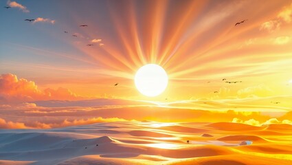 Fototapeta premium Heat wave of extreme sun and sky background. Hot weather with global warming concept. Temperature of Summer season 