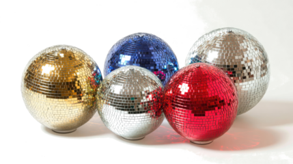 Shiny Disco Mirror Balls in Vibrant Colors Generative AI