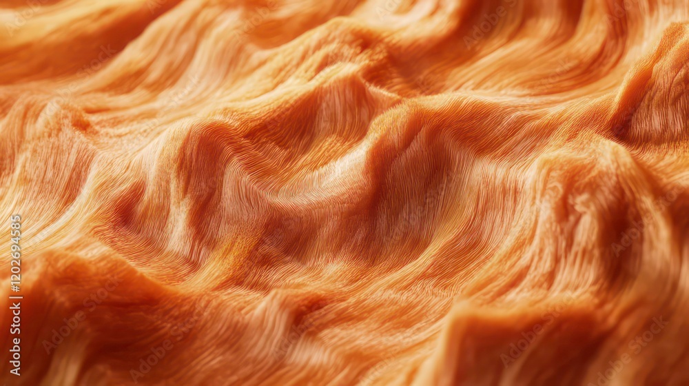 Poster Abstract orange fabric texture with soft, wavy folds and patterns.