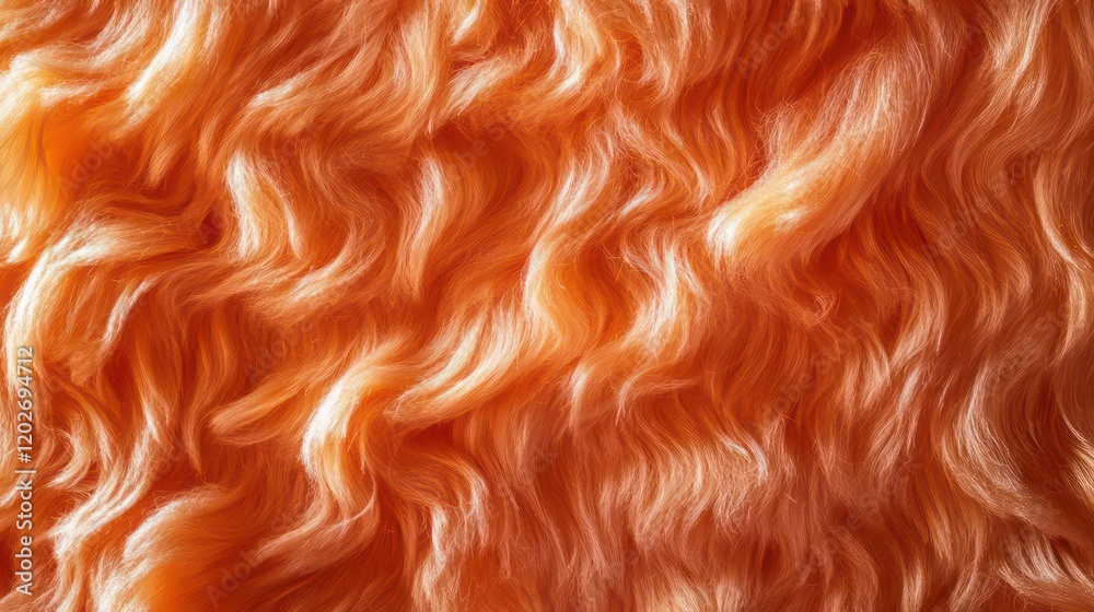 Aufkleber close-up texture of peach-colored fluffy fur or fleece fabric with wavy pattern.