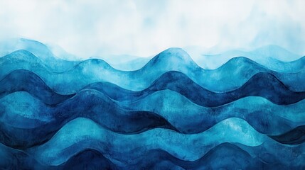 Obraz premium Abstract watercolor painting of blue waves. Perfect for designs needing a calming, serene feel.