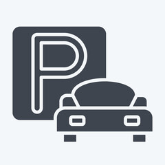 Icon Parking. related to Parking symbol. glyph style. design editable