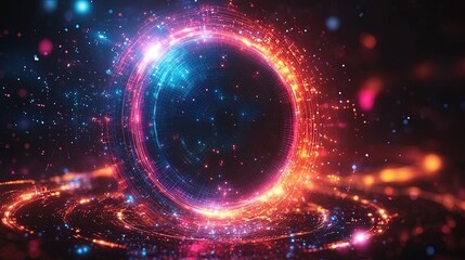 Fototapeta premium Abstract depiction of a glowing energy sphere with vibrant colors and dynamic light effects.