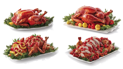 Thanksgiving Roasted Turkeys With Festive Garnishes Generative AI