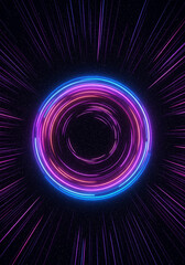 Abstract Neon Circle Glowing Light Rays Space Background Design