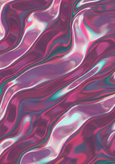 Obraz premium Abstract iridescent holographic pink and teal liquid texture background