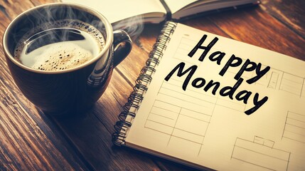 Happy Monday: Start your week with positivity, a warm cup of coffee and a well-organized planner.
