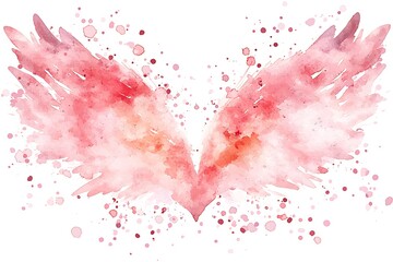 Romantic watercolor wings artistic background for heartfelt valentine's day love