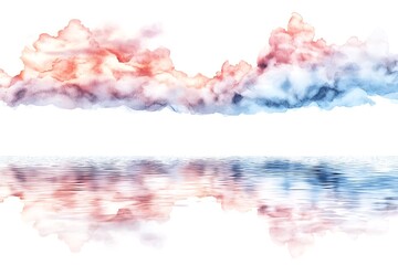 Obraz premium Valentine's day love watercolor style landscape tranquil reflection of clouds