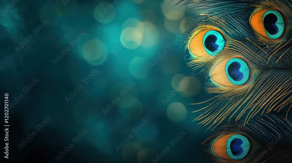 Leinwandbilder vibrant peacock feathers showcasing colorful eye patterns against a soft blurred background in natur