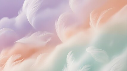 Fototapeta premium AI GENERATE, Ethereal gradient with glowing pastels, blending light lilac, soft peach, and pale mint, resembling clouds