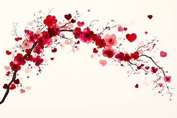 Obraz premium Valentine's day love art watercolor style romantic blossoms heartfelt design elegant artwork