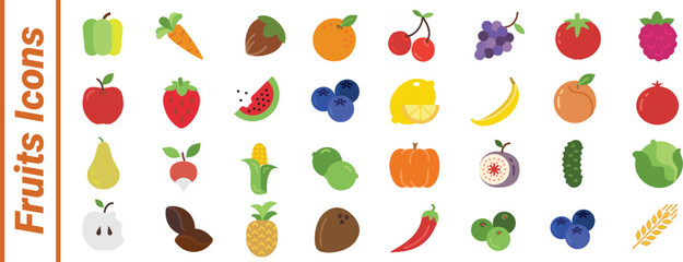 Fruits icons set