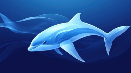 Obraz premium Abstract Blue Dolphin Swims Through Ocean Waves