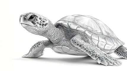 A detailed illustration of a turtle, showcasing realistic textures and features.