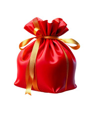 red gift bag with ribbon cutout isolated on transparent png