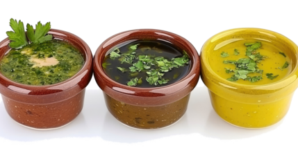 Small Bowls of Dipping Sauces on Clear Background Generative AI
