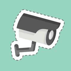 Sticker line cut Camera. related to Parking symbol. design editable