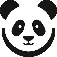 simple panda logo on black and white background
