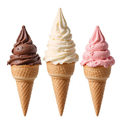 Delicious Ice Cream Cones Chocolate Vanilla Strawberry