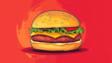 A Delicious Juicy Cheeseburger Illustration