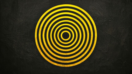 Expanding Concentric Yellow Rings on Dark Background in Artistic Style