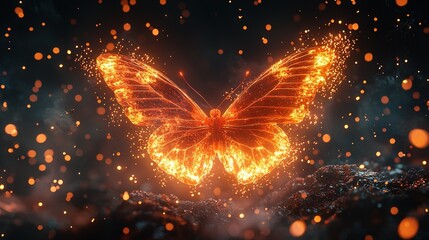 Fototapeta premium A high-quality photo of a butterfly in flight, with bright lights visible in the background
