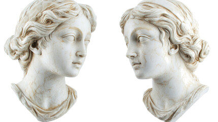 Obraz premium Marble Heads of Young Women in Elegant Detail Generative AI