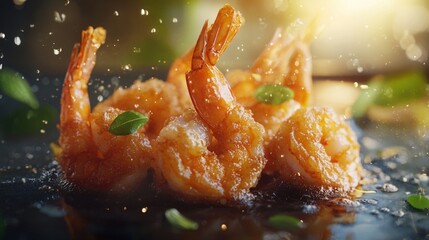 Close up photography of delicious fried shrimp