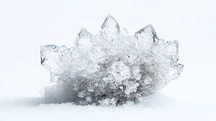 Ice formation resembles a crystalline structure in a snowy environment
