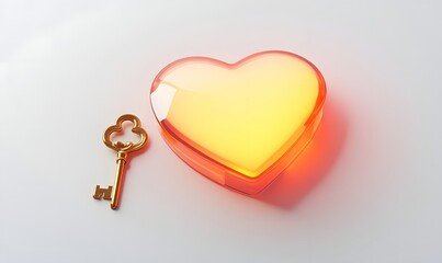 Glowing heart-shaped box with antique key.