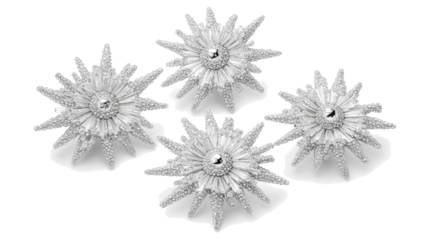 Shiny White Stars Collection on Transparent Background Generative AI