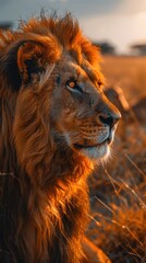 Obraz premium There is a lion that is sitting in the grass