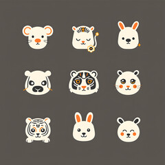 set of icons of shio illustrator